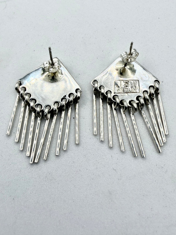 JUSTINA WILSON NAVAJO SLEEPING BEAUTY TURQUOISE NATIVE HANDMADE POST BACK DANGLE EARRINGS(NP 40)