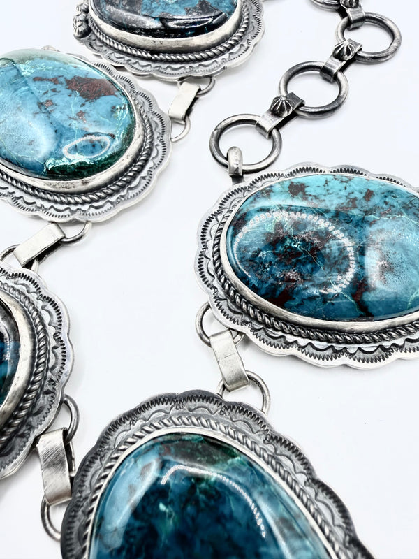CHRYSOCOLLA NATIVE HANDMADE STERLING SILVER MEGA NECKLACE (ELW 51)