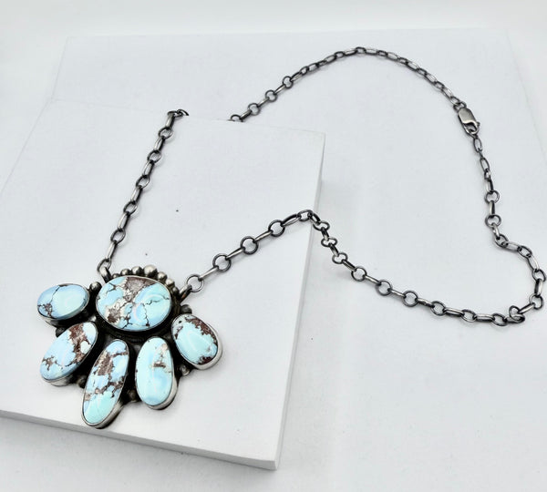 THOMAS PIASSO HALF CLUSTER GOLDEN HILLS TURQUOISE NECKLACE 18" (KK 16)