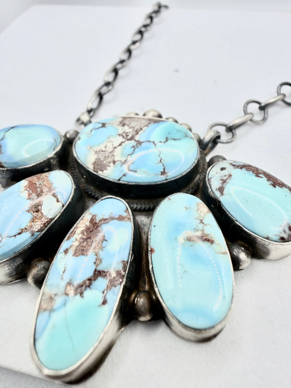 THOMAS PIASSO HALF CLUSTER GOLDEN HILLS TURQUOISE NECKLACE 18" (KK 16)