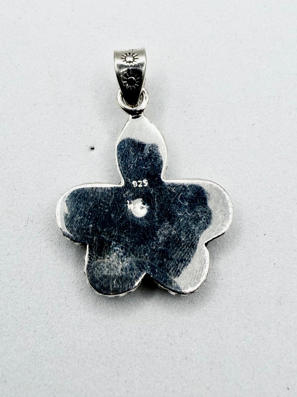 STERLING SILVER KINGMAN TURQUOISE CLUSTER CHARM PENDANT 1.5" (LL 71)