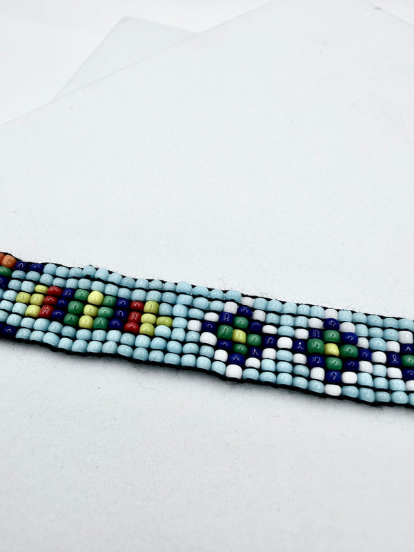 NATIVE HANDMADE LOOM-BEADED BAND IN BLUE (LL 66)