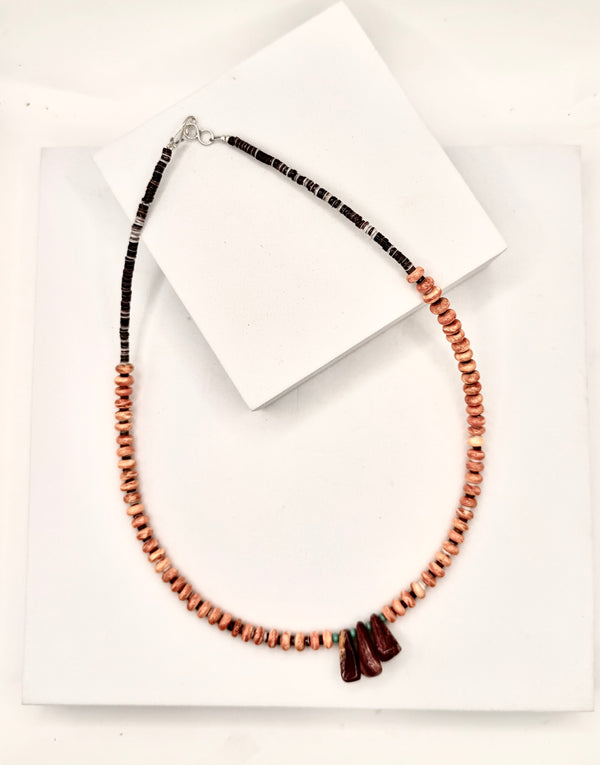 NAOMI GARCIA NATIVE HANDMADE MULTISPINY & WAMPUM RAINBOW NECKLACE (LA 30)
