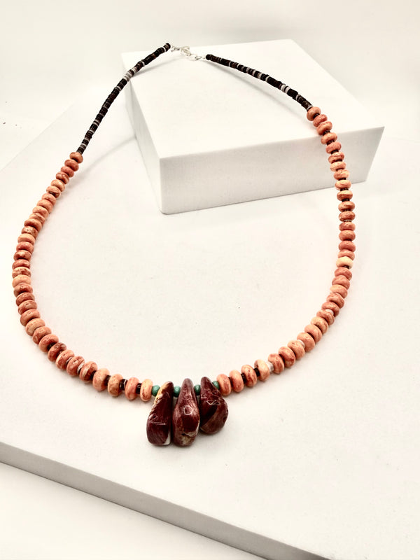 NAOMI GARCIA NATIVE HANDMADE MULTISPINY & WAMPUM RAINBOW NECKLACE (LA 30)