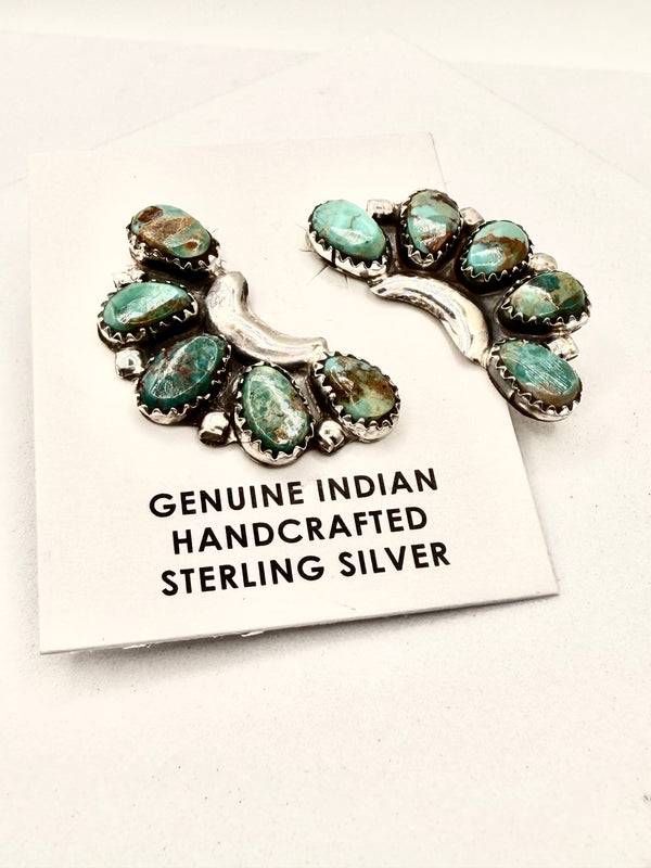 DANNY WANUEKA MINE 8 TURQUOISE HALF CLUSTER EARRINGS (LA 44)