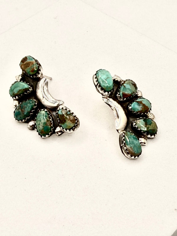 DANNY WANUEKA MINE 8 TURQUOISE HALF CLUSTER EARRINGS (LA 44)