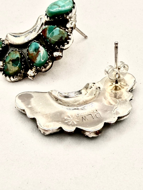 DANNY WANUEKA MINE 8 TURQUOISE HALF CLUSTER EARRINGS (LA 44)