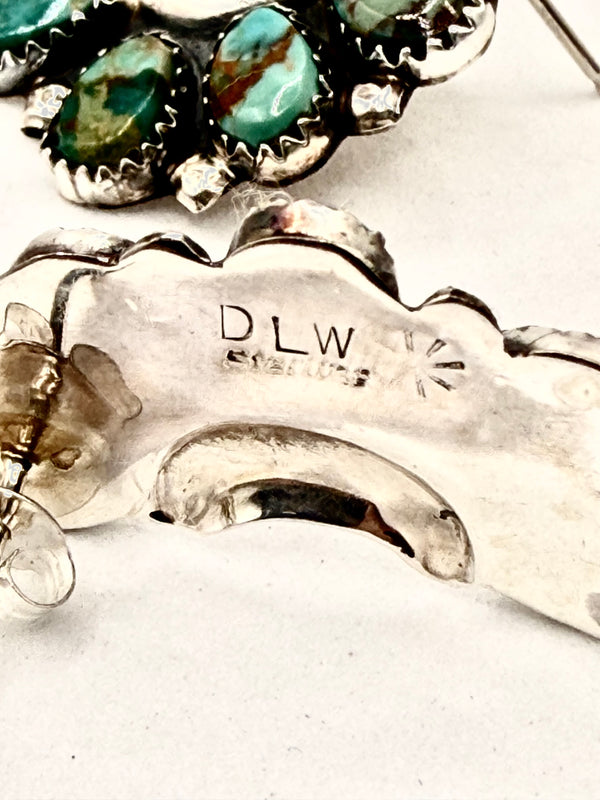 DANNY WANUEKA MINE 8 TURQUOISE HALF CLUSTER EARRINGS (LA 44)