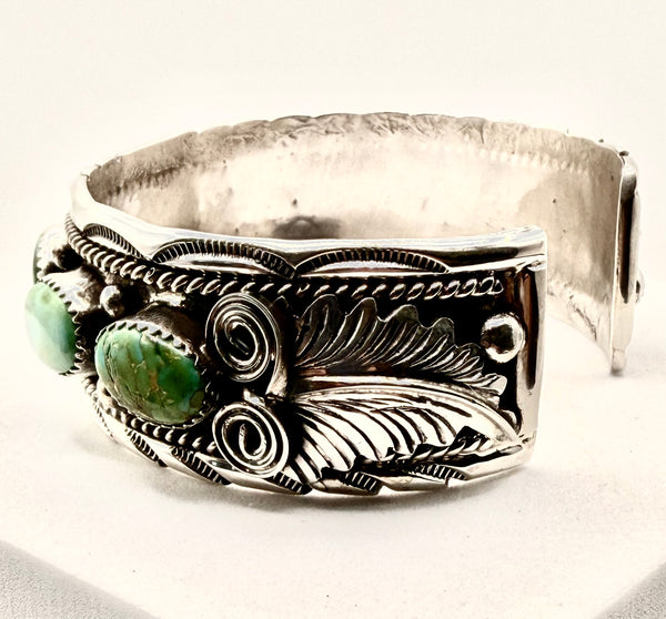 M THOMAS NATIVE HANDMADE SONORAN GOLD TURQUOISE STATEMENT CUFF (LA 52)