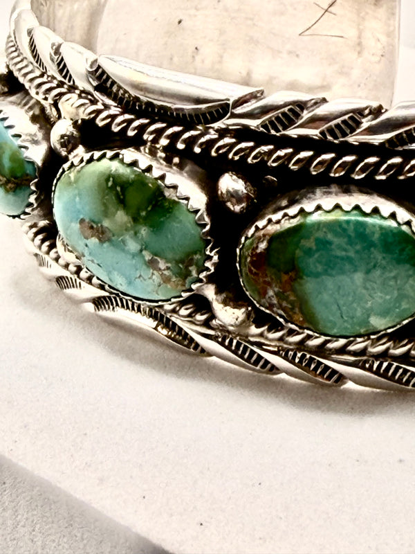 M THOMAS NATIVE HANDMADE SONORAN GOLD TURQUOISE STATEMENT CUFF (LA 52)