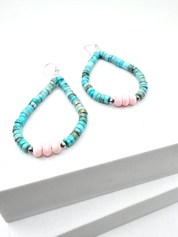 AZ KINGMAN PINK CONCH & NP FISHHOOK EARRINGS (LA 72)