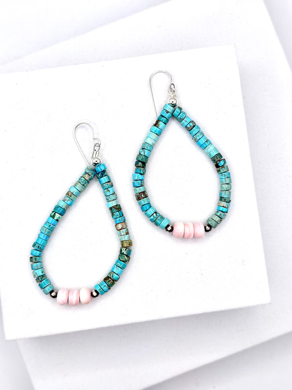 AZ KINGMAN PINK CONCH & NP FISHHOOK EARRINGS (LA 72)