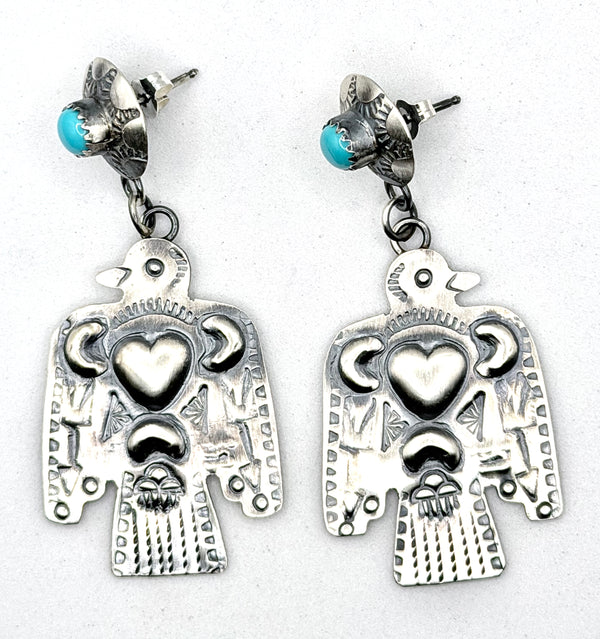 TIM YAZZIE NATIVE HANDMADE SLEEPING BEAUTY TURQUOISE EARRINGS (LA 53)