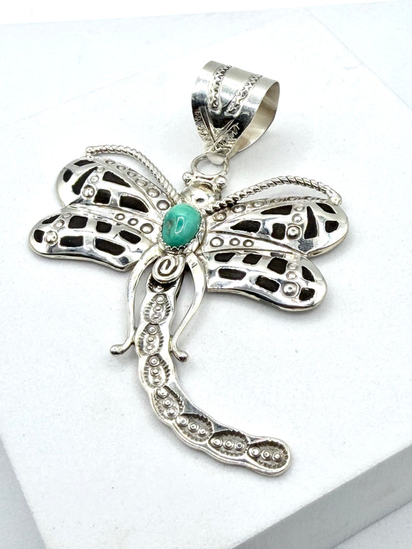 AUGUSTINE LARGO PIXIE TURQUOISE DRAGONFLY PENDANT 3" (LA 54)