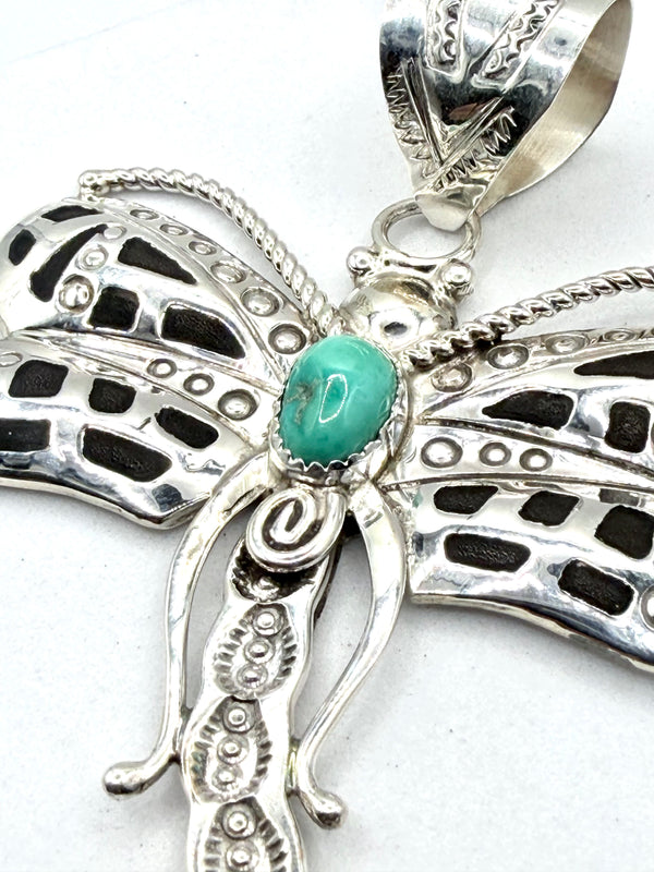 AUGUSTINE LARGO PIXIE TURQUOISE DRAGONFLY PENDANT 3" (LA 54)