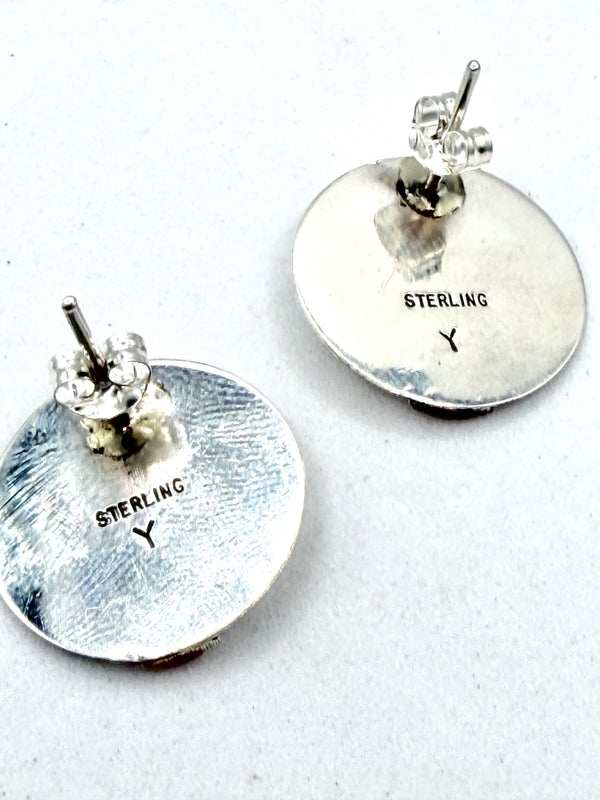 ELAINE YAZZIE COPPER & STERLING SILVER POST BACK EARRINGS (LA 55)