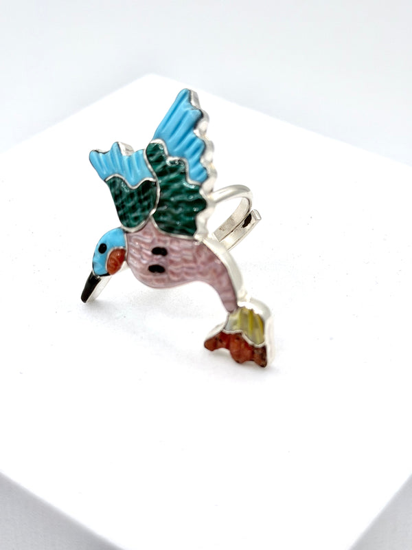 TAMARA PINO INLAY HUMMING BIRD ADJ RING (LA 61)