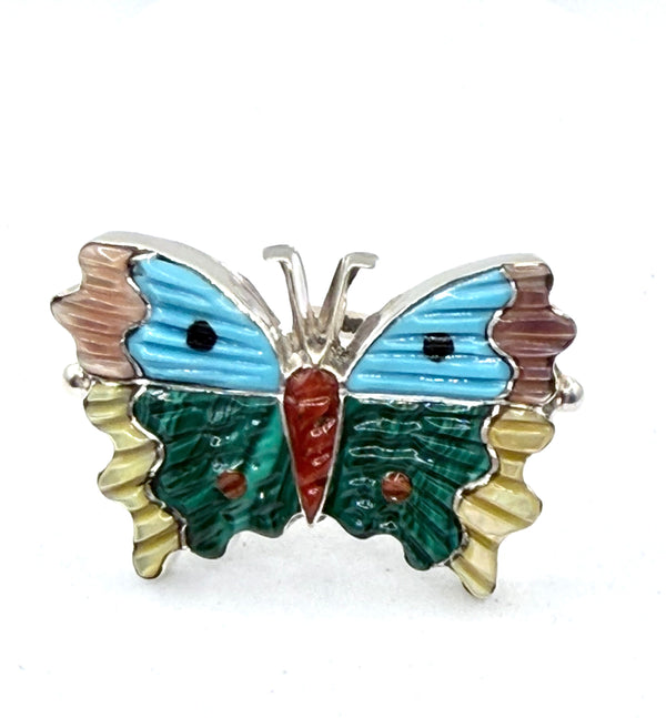 TAMARA PINO INLAY ZUNI BUTTERFLY ADJ RING (LA 62)