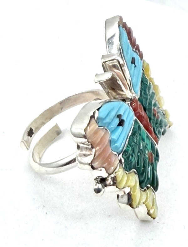 TAMARA PINO INLAY ZUNI BUTTERFLY ADJ RING (LA 62)
