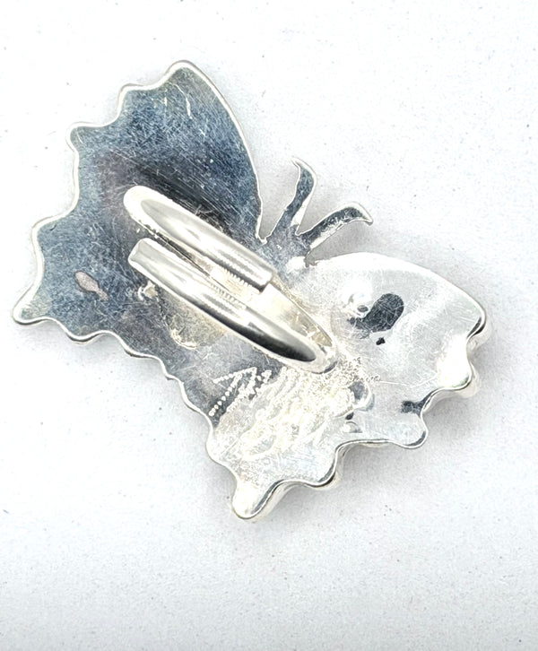 TAMARA PINO INLAY ZUNI BUTTERFLY ADJ RING (LA 62)