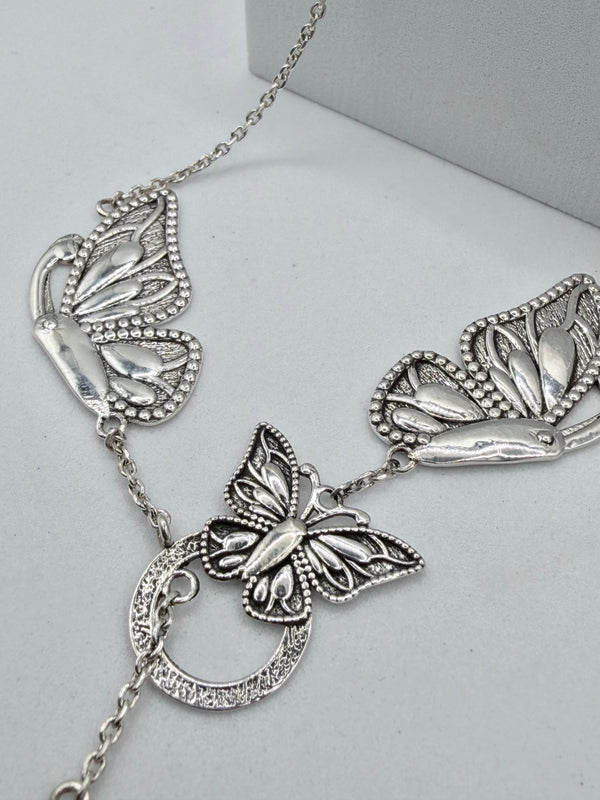 STERLING SILVER BUTTERFLY LARIAT NECKLACE 16-22" (JR 136)
