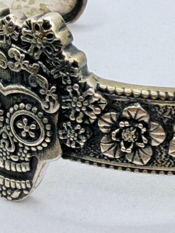 STERLING SILVER SUGAR SKULL BRACELET (JR 137)