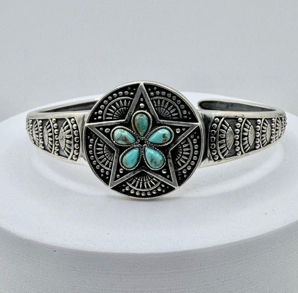 KINGMAN TURQUOISE STAR ADJUSTABLE CUFF (JR 140)