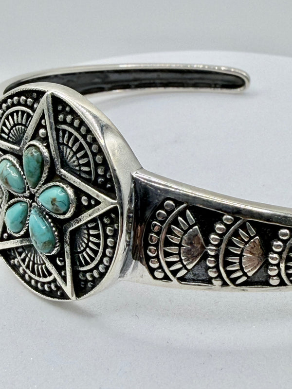 KINGMAN TURQUOISE STAR ADJUSTABLE CUFF (JR 140)