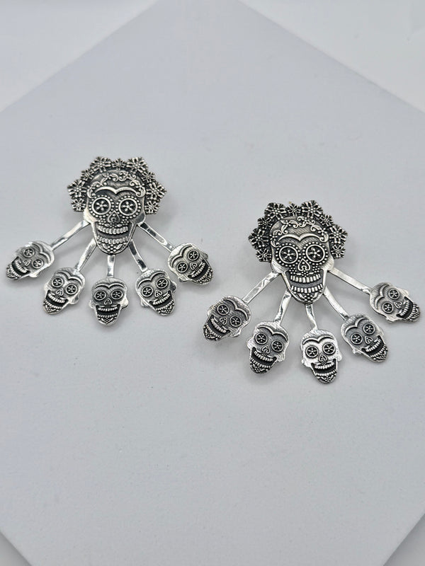 SUGAR SKULL SS STATEMENT POST BACK EARRINGS (JR 146)