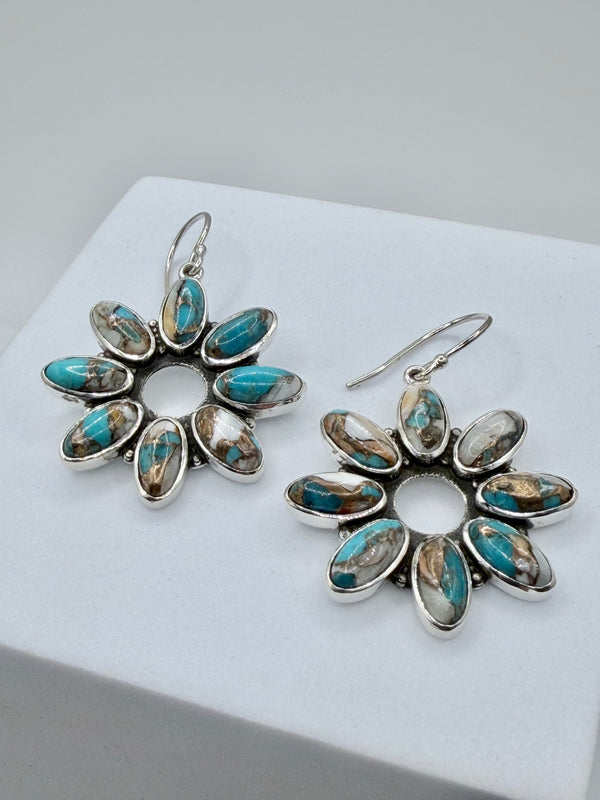 SPINY TURQUOISE FISHHOOK EARRINGS (JR 145)