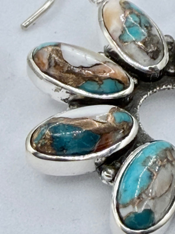 SPINY TURQUOISE FISHHOOK EARRINGS (JR 145)