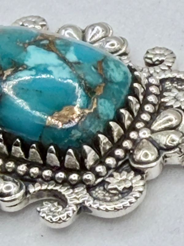 SPINY TURQUOISE SS ADJUSTABLE BRACELET 6-7" (JR 158)