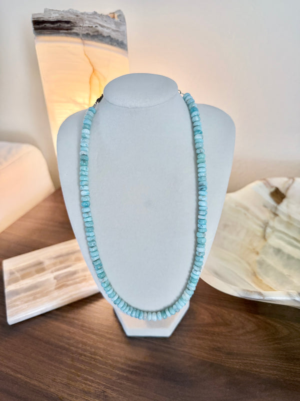 LARIMAR BEADED ADJUSTABLE NECKLACE 16-20" (MW 474)
