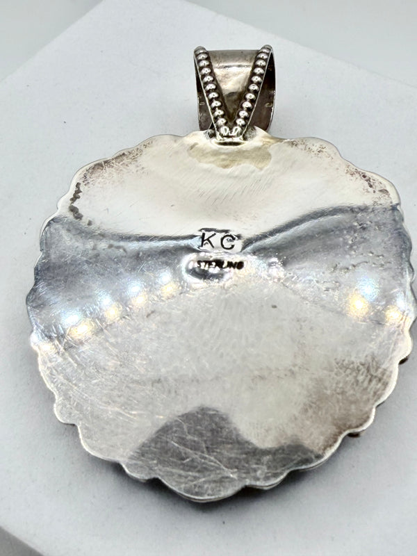 KURT CARD DENDRITIC OPAL & RED GARNET STATEMENT PENDANT 3" (MW 477)