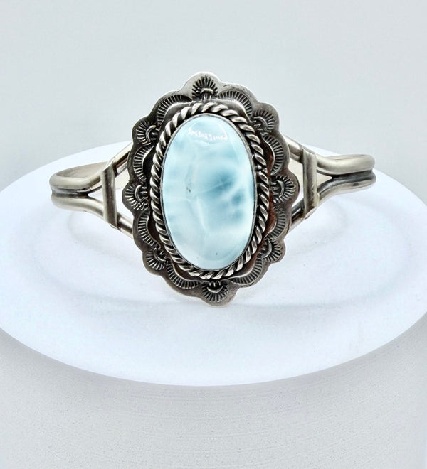 J NELSON NATIVE HANDMADE LARIMAR ADJUSTABLE CUFF (MW 478)