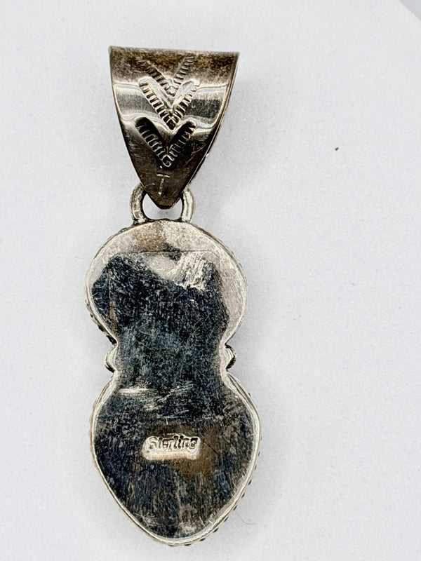 DOUBLE GOLDEN HILLS TURQUOISE STERLING SILVER PENDANT 2" (MW 481)