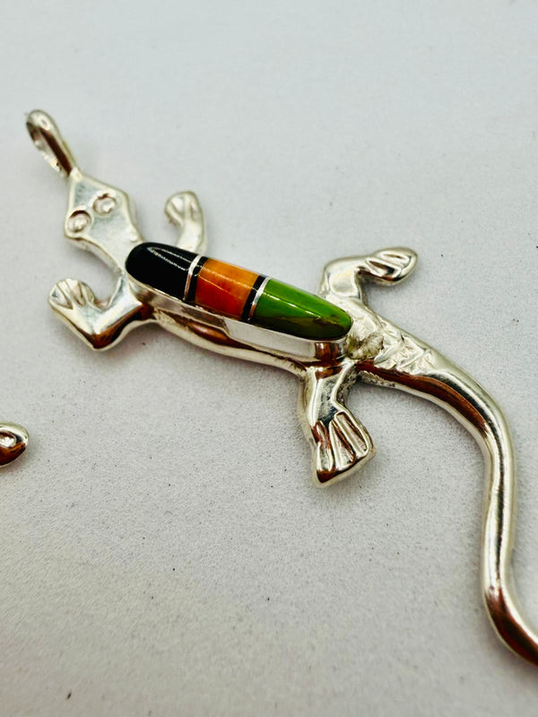 MELISSA YAZZIE NATIVE HANDMADE MULTISTONES LIZZARD PENDANTS (LA 73)