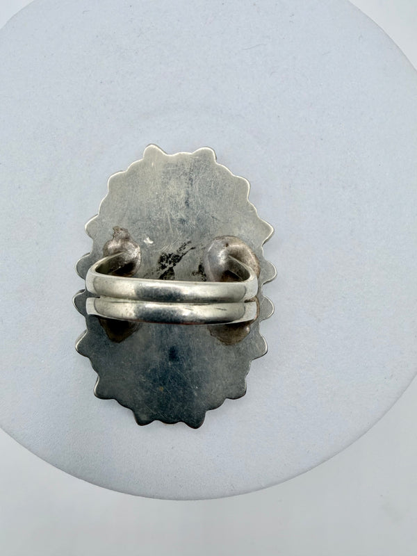 SLEEPING BEAUTY TURQUOISE CLUSTER VINTAGE STERLING SILVER RING SIZE 10" (CO 149)