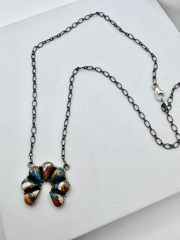SPINY TURQUOISE SS NAJA ADJUSTABLE NECKLACE 20" (CG 28)