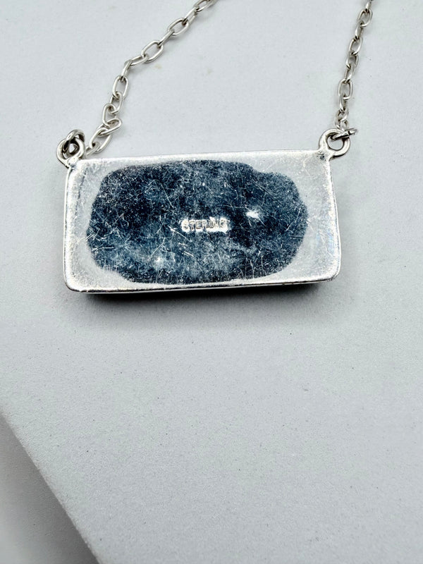 MULTITURQUOISE CHUNKY SS BAR NECKLACE 20" (CG 31)