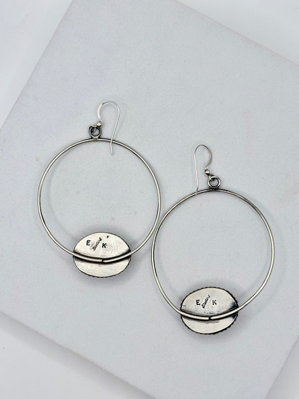 ELOISE KEE NATIVE HANDMADE PINK CONCH FISHHOOK HOOP EARRINGS (CG 35)