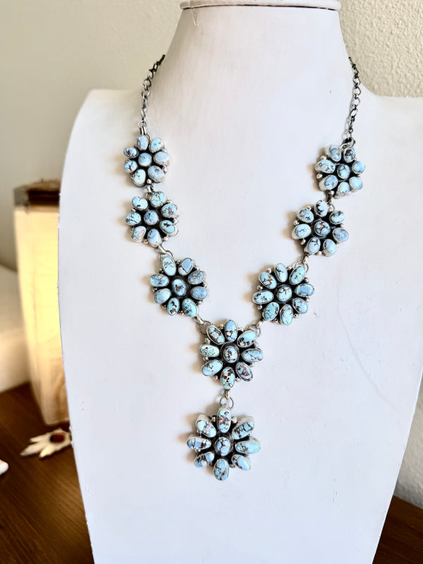 BETTY TOM NATIVE HANDMADE GOLDEN HILLS TURQUOISE LARIAT 20" (NP 67)