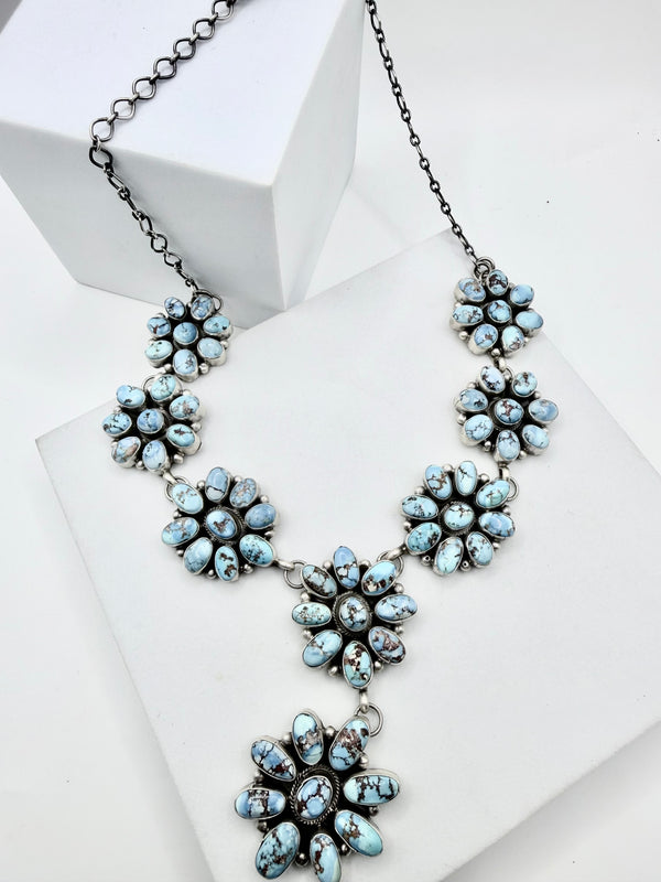 BETTY TOM NATIVE HANDMADE GOLDEN HILLS TURQUOISE LARIAT 20" (NP 67)