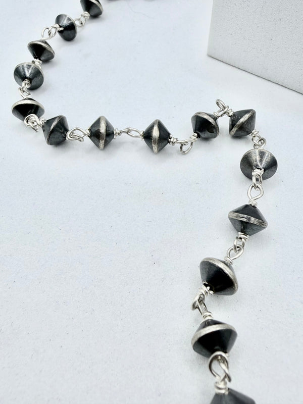 BRYANNEN HALWOOD NATIVE HANDMADE SAUCER PEARLS ROSARY CHAIN NECKLACE 24-26" (JD 30)