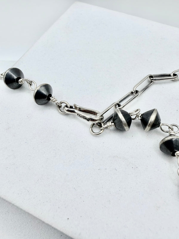 BRYANNEN HALWOOD NATIVE HANDMADE SAUCER PEARLS ROSARY CHAIN NECKLACE 24-26" (JD 30)