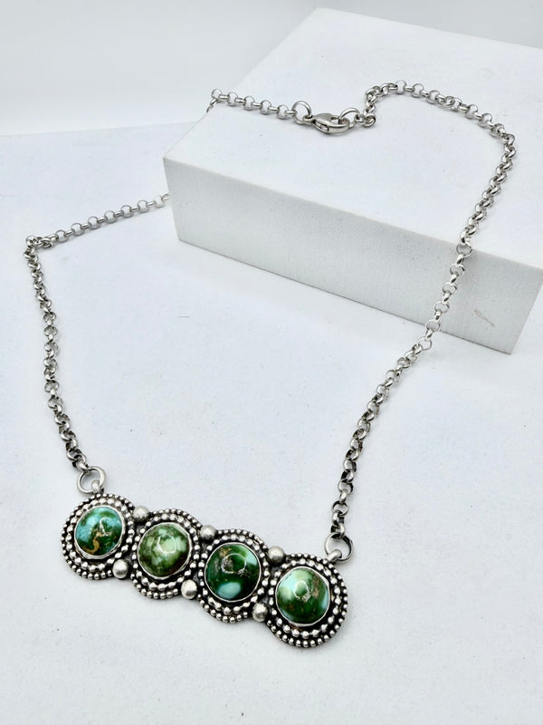 SHAY PFEIFFER SONORAN GOLD TURQUOISE ADJUSTABLE BAR NECKLACE 16" (JD 36)