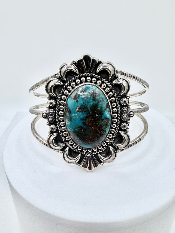 RED MOUNTAIN TURQUOISE ADJUSTABLE STERLING SILVER CUFF (JD 41)