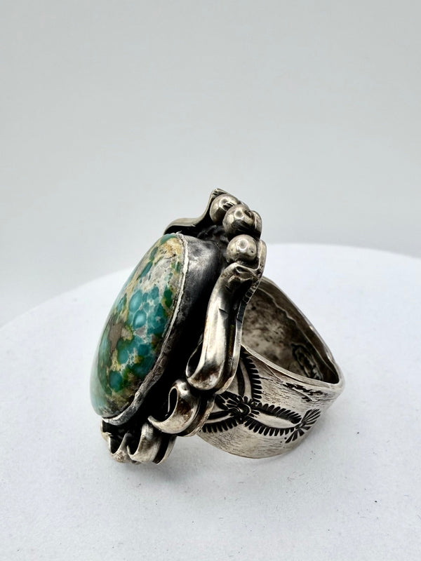 JONATHAN NEZ NATIVE HANDMADE SONORAN GOLD TURQUOISE RING SIZE 8.5" (JD 44)