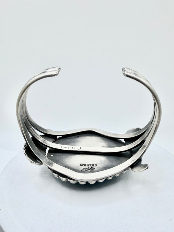 GILBERT PLATERO & BRYAN JOE NATIVE HANMADE CAMPITOS TURQUOISE ADJUSTABLE STATEMENT CUFF (JD 19)