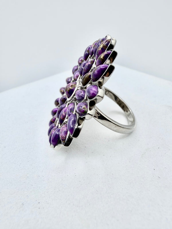 PURPLE MOHAVE CLUSTER ADJUSTABLE RING (JD 23)